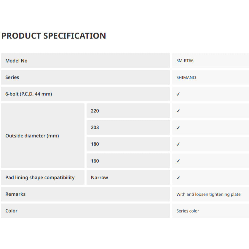 SHIMANO SLX DEORE SM-RT66 180MM Disc Brake Rotor