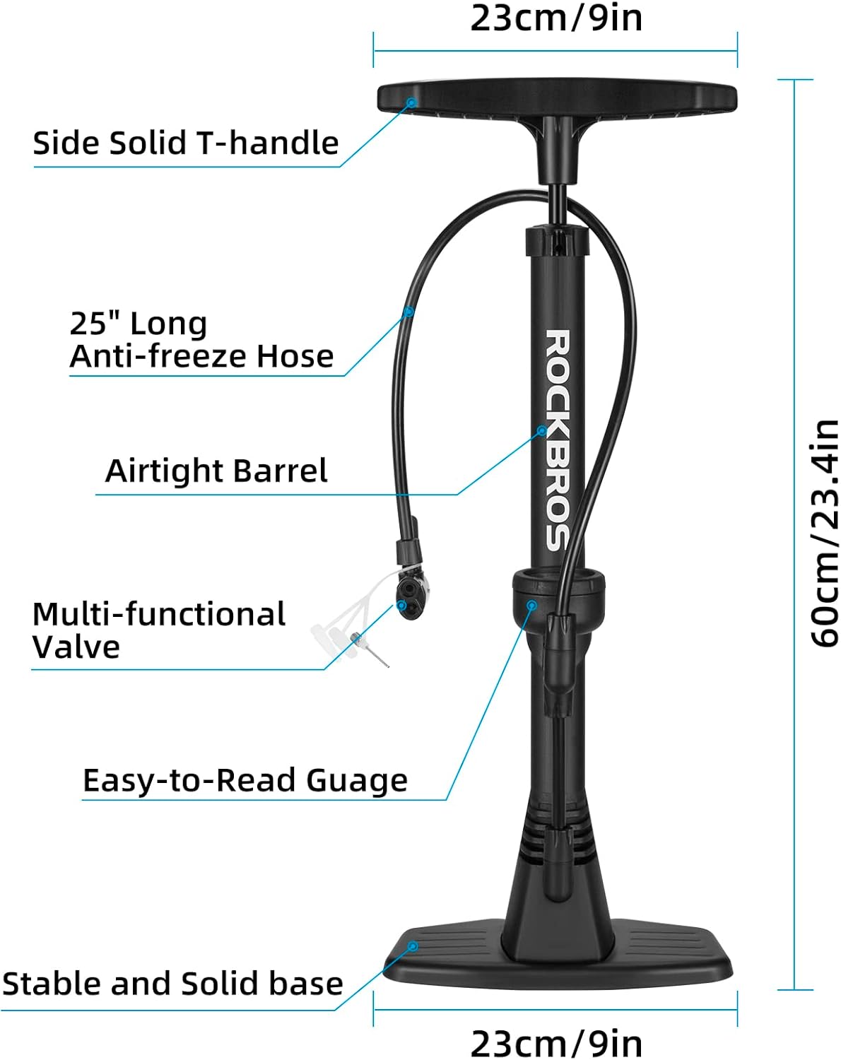 RockBros Floor Bicycle Pump with Gauge