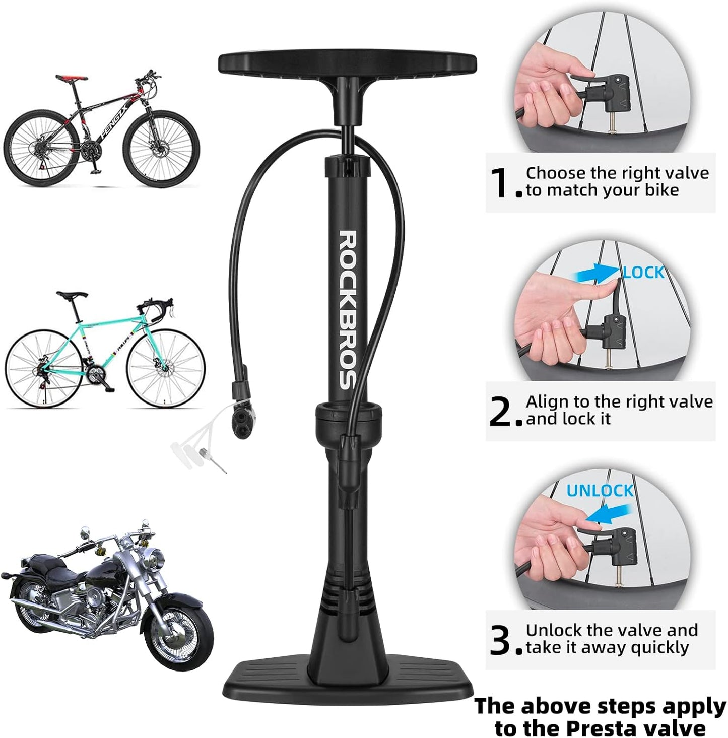 RockBros Floor Bicycle Pump with Gauge