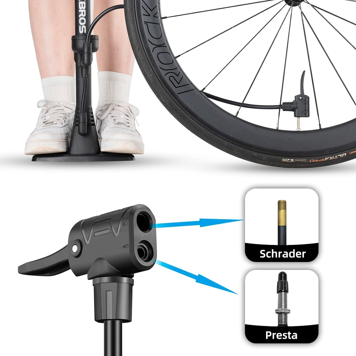 RockBros Floor Bicycle Pump with Gauge