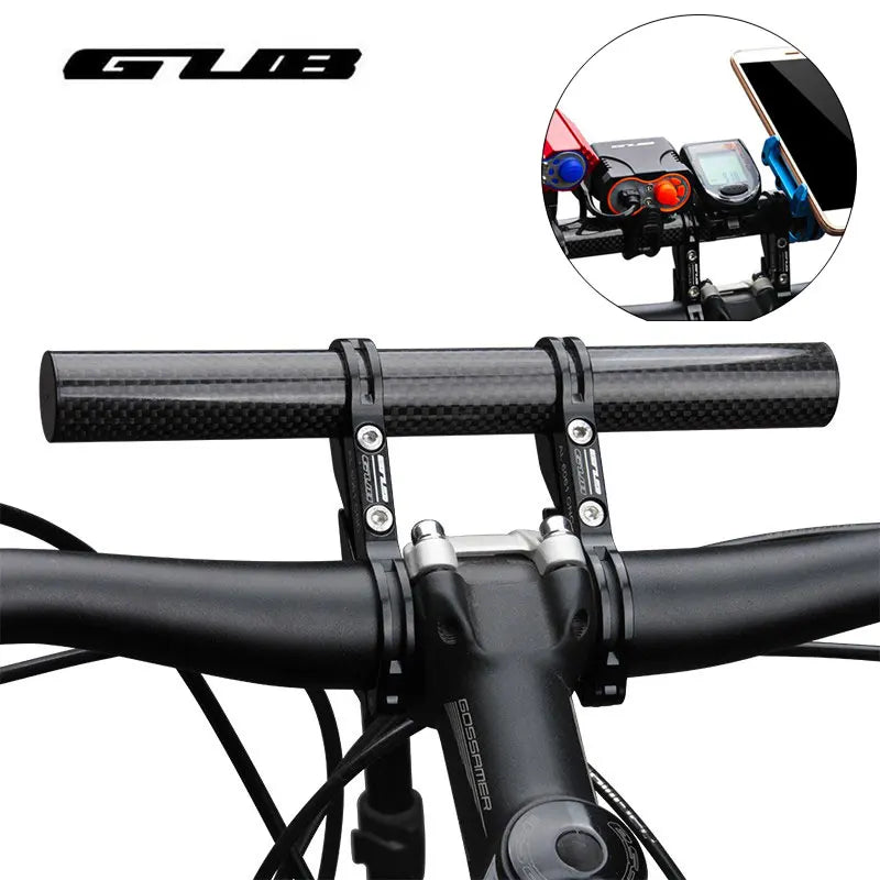 GUB G-202 Carbon Fiber Bicycle Handlebar Extender 20CM Headlight Bracket Lamp Flashlight Holder