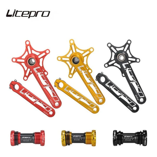 Litepro Folding Bicycle Elite Hollow Integrated Crank Crankset 130BCD Single Chainring Aluminum Alloy Chainwheel Ceramic