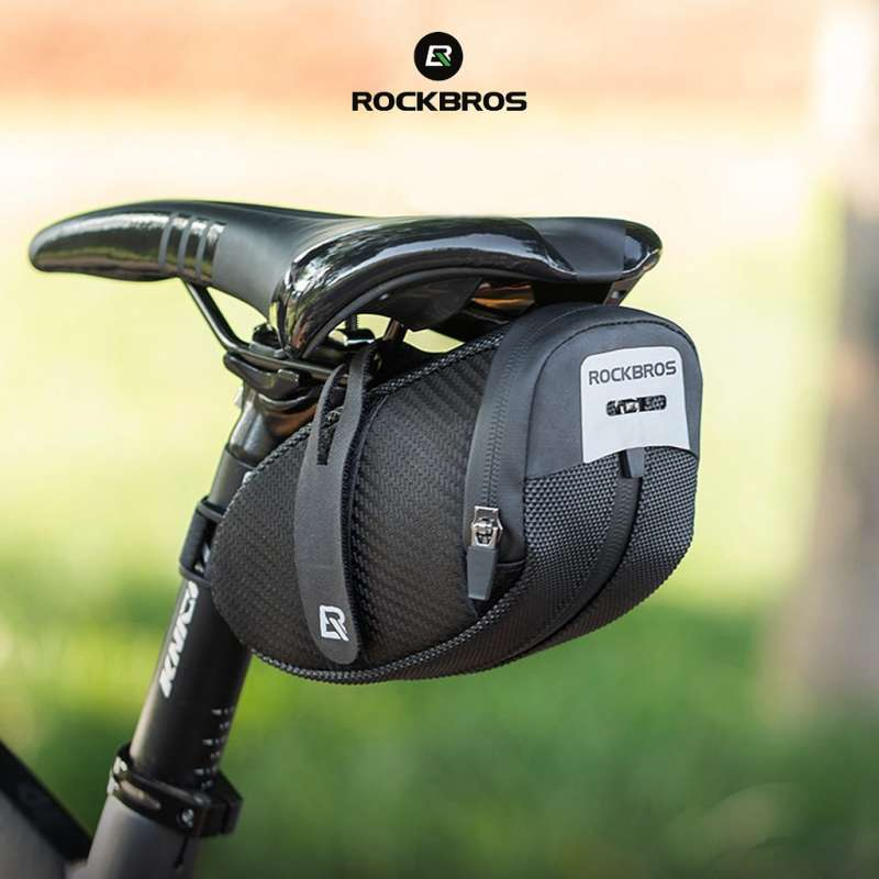 ROCKBROS Bike Saddle Bag, Bike Bag Under Seat, Strap-on Cycling Wedge Pack, Bike Seat Storage Bag for Mountain Road Bike