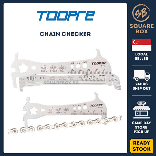TOOPRE Bicycle Chain Checker Stainless Steel MTB Bike Chain Hook Screw Measuring Ruler Wear Gauge Calipers Multifunction