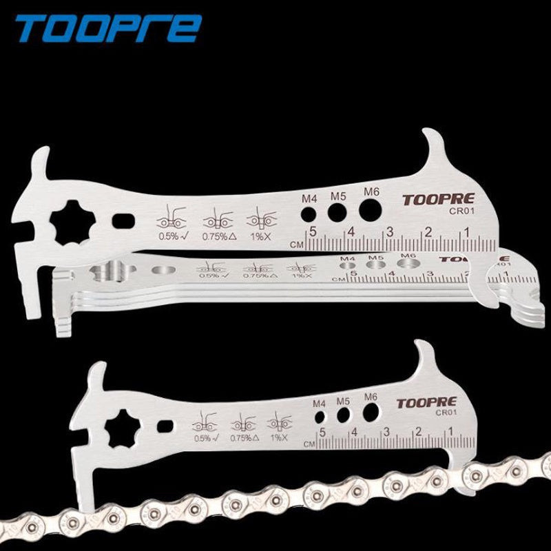 TOOPRE Bicycle Chain Checker Stainless Steel MTB Bike Chain Hook Screw Measuring Ruler Wear Gauge Calipers Multifunction