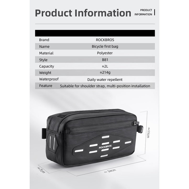 ROCKBROS Bicycle Front Basket Handlebar Bag Frame Pannier Cycling Bag Portable Shoulder Bag Scooter Package Outdoor B81