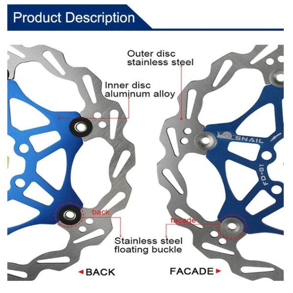 SNAIL Mountain Bike Float Floating Disc 160MM with Screws Brake Rotor Cycling Bicycle Cooling disc Rotors