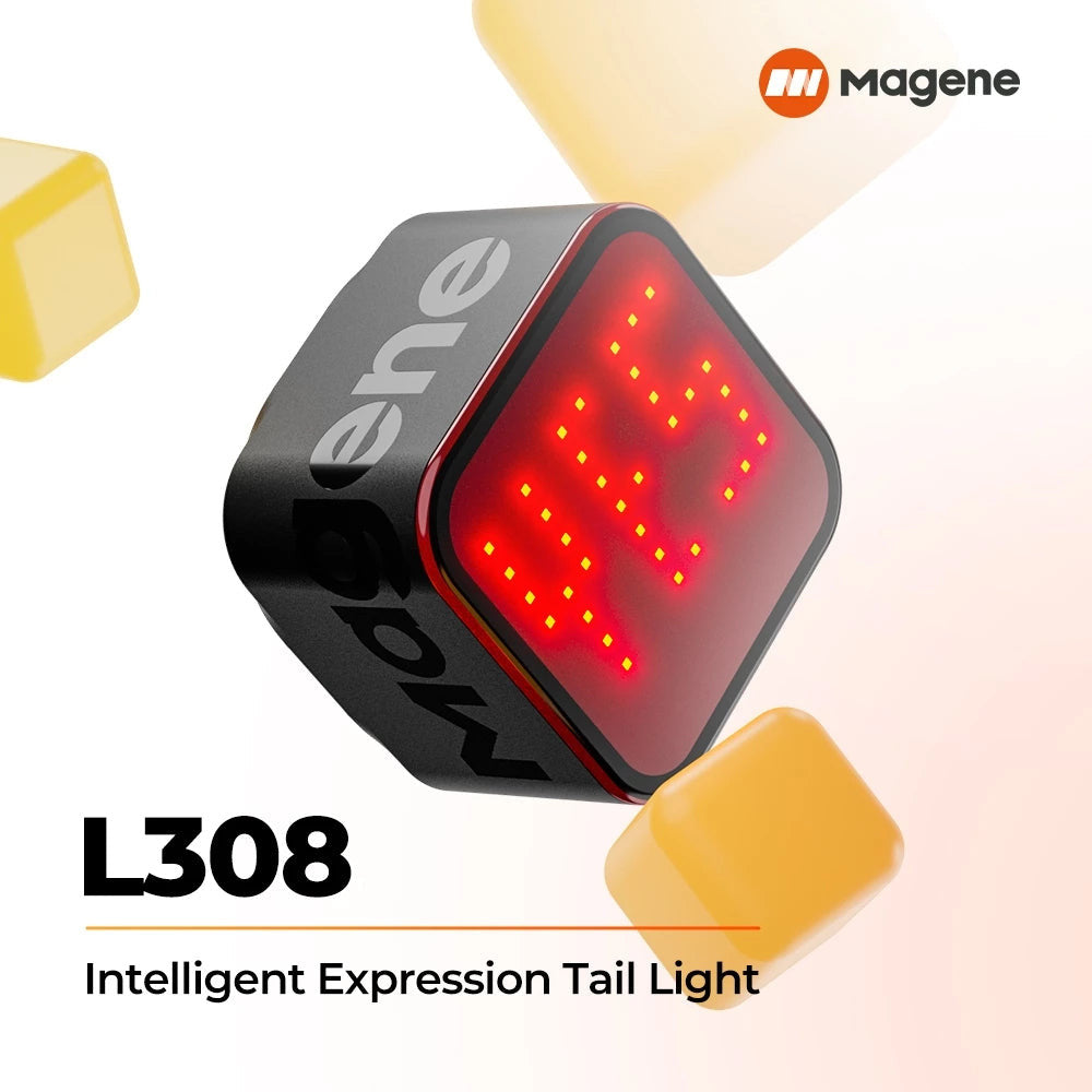 Magene L308 Tail Light Expression 96 COB LED Auto-Sleep Wake Emoji Text lights Smart Braking