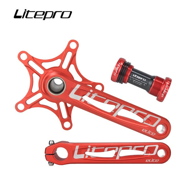 Litepro Folding Bicycle Elite Hollow Integrated Crank Crankset 130BCD Single Chainring Aluminum Alloy Chainwheel Ceramic