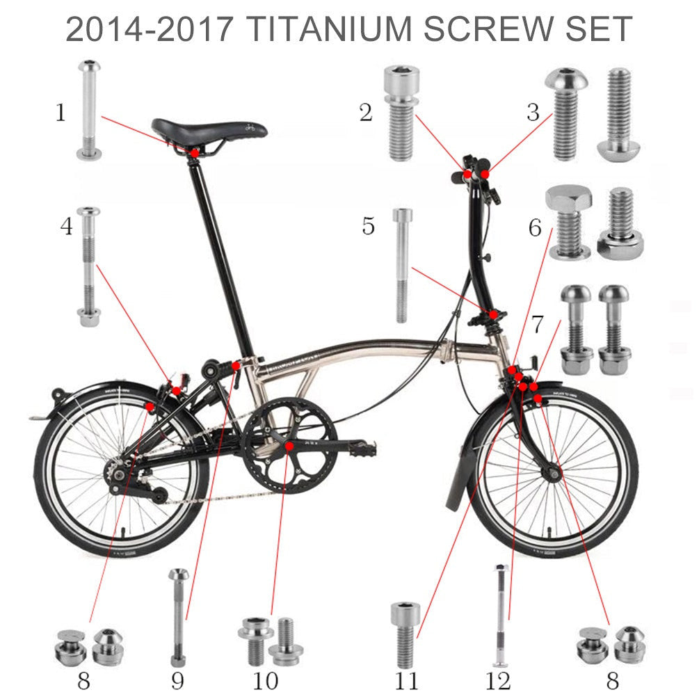 TWTOPSE Bicycle Titanium Bolts Screw Set For 2015 2016 2017 2018 2019 2020 2021 Brompton Folding Bike Part
