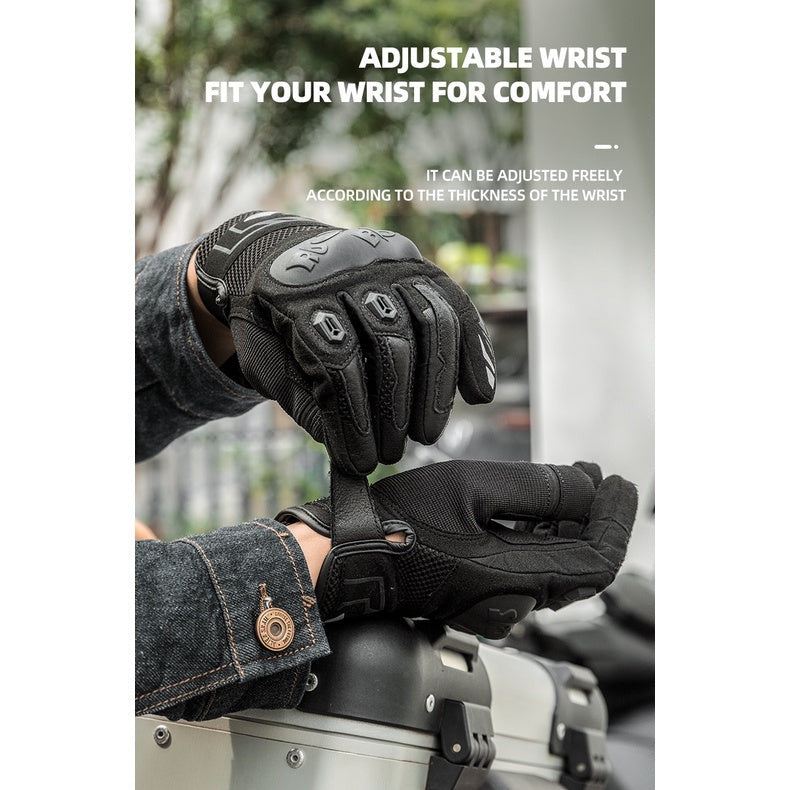 Rockbros Motorcycle Gloves Full-finger Riding Breathable Anti-fall Bicycle Locomotive Shock Absorption Gloves Men Women