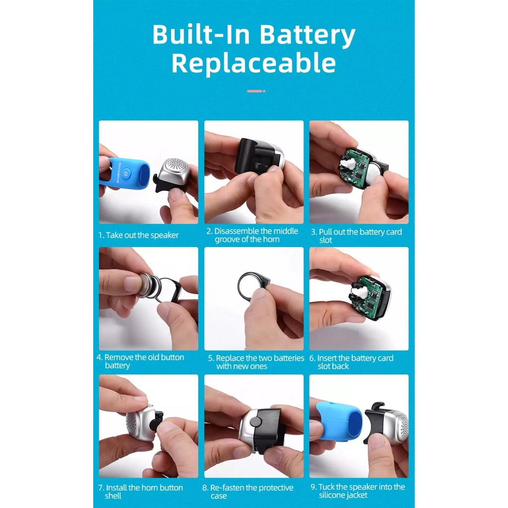 ROCKBROS Electric Cycling Bike Bells Horn Three Voice Rainproof MTB Bicycle Handlebar Bell