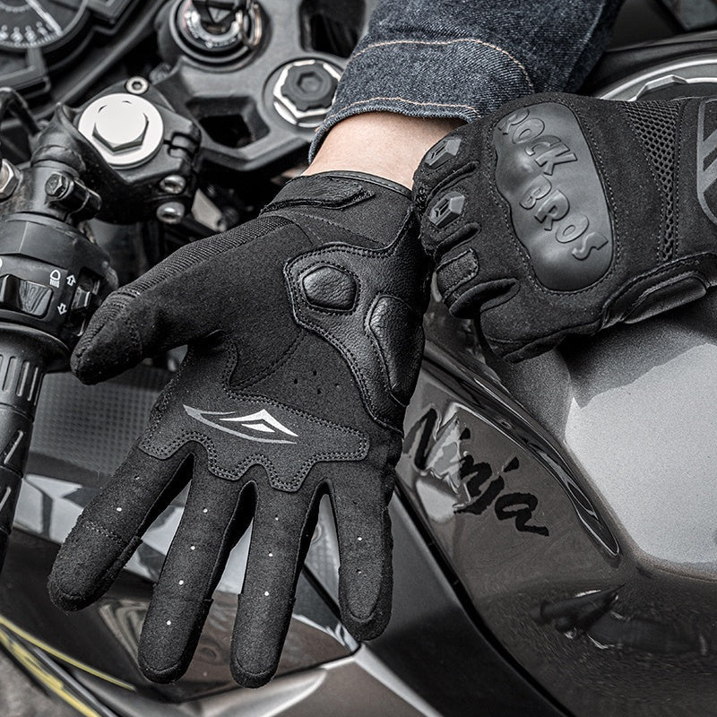 Rockbros Motorcycle Gloves Full-finger Riding Breathable Anti-fall Bicycle Locomotive Shock Absorption Gloves Men Women