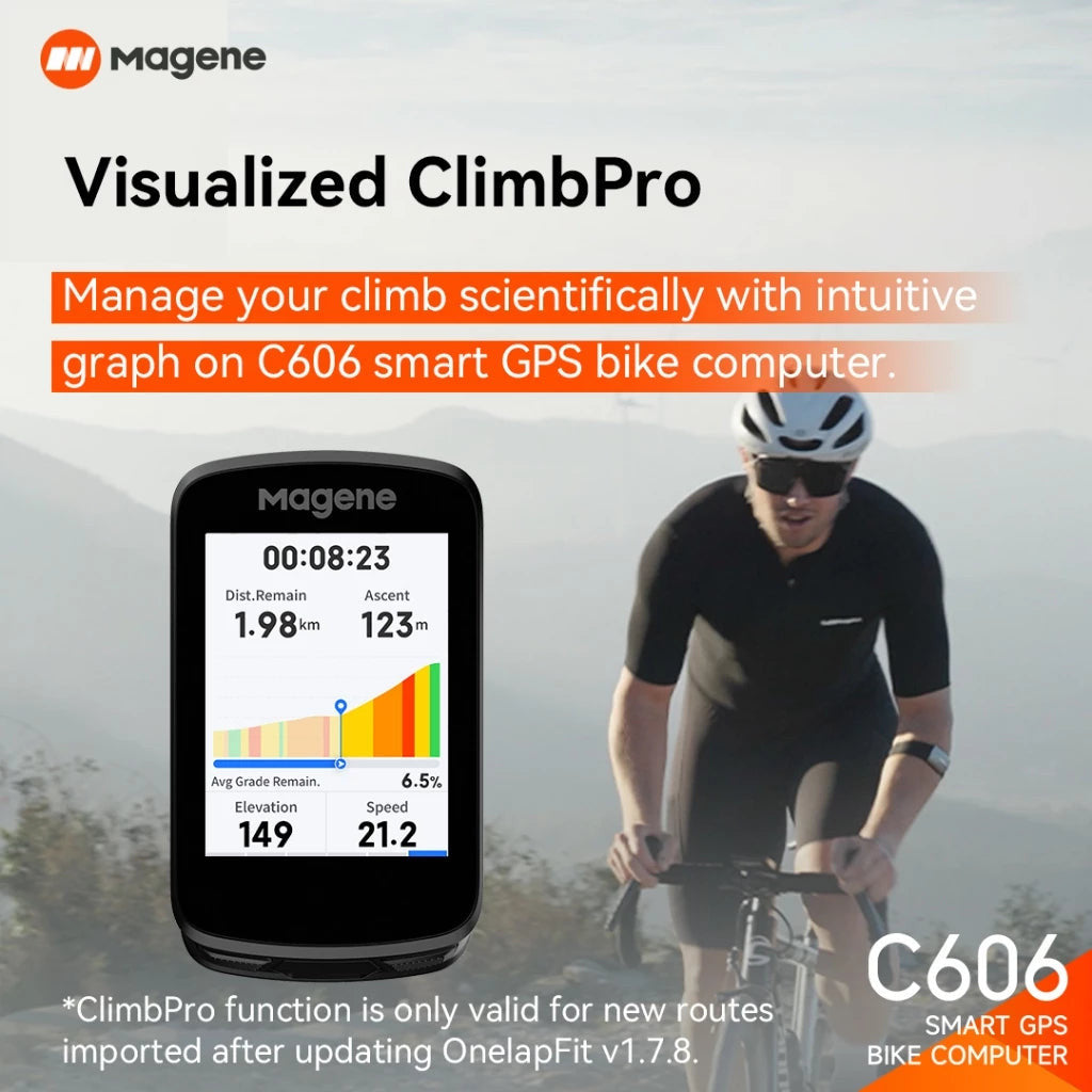 Magene C606 GPS Bike Computer Touchscreen Navigation Visualized ClimbPro Control New Dashboard