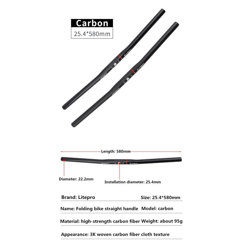 Litepro Bicycle Carbon Fiber Handlebar Ultra Light  S Bar M Bar Stunner 25.4MM x 580MM