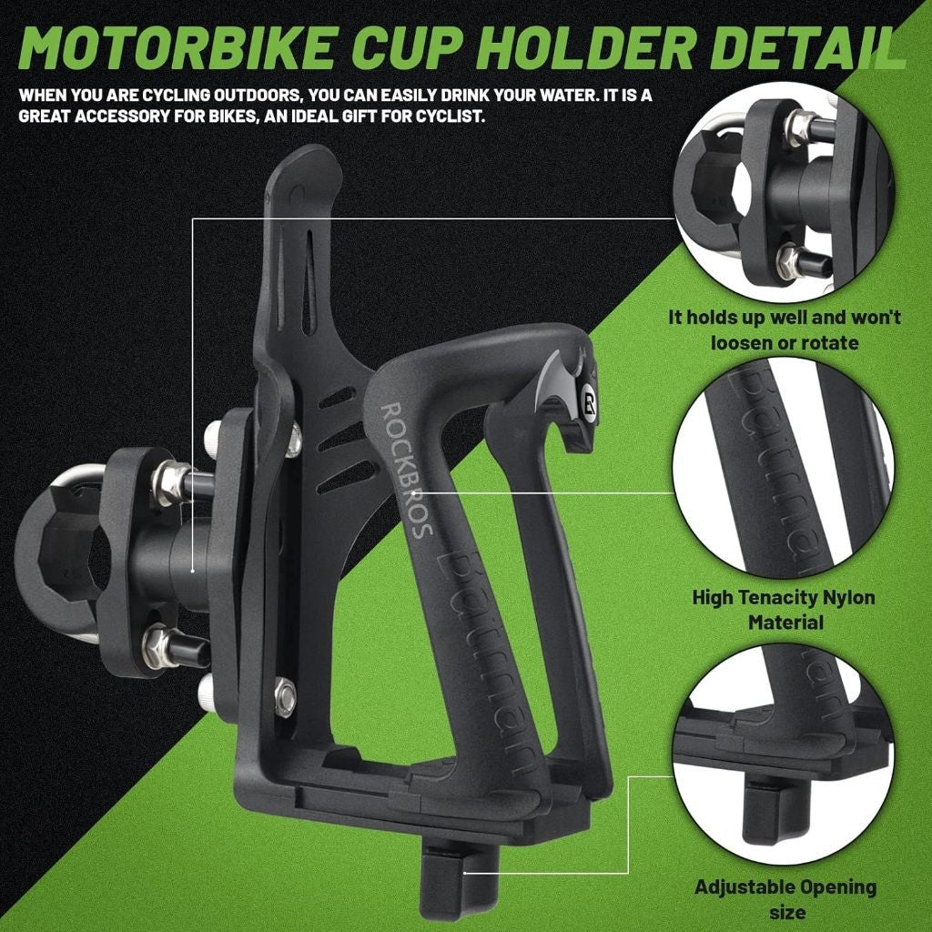 ROCKBROS Motorcycle Bottle Holder Cage 2D Bicycle Portable Bottle Holder with Adjustable Clamp Bike Accessories