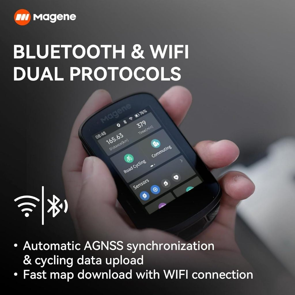 Magene C506 Smart GPS Bike Computer Touchscreen Speedometer WiFi/Bluetooth Customizable Data Display