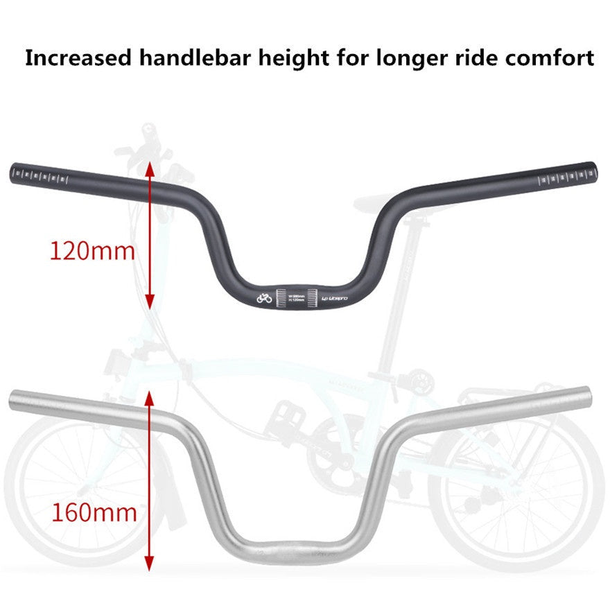 Litepro Folding Bike 25.4x580mm U-shaped Swallow Handlebar Lift 120 160mm Aluminum Alloy For Brompton Bend Handle Bar