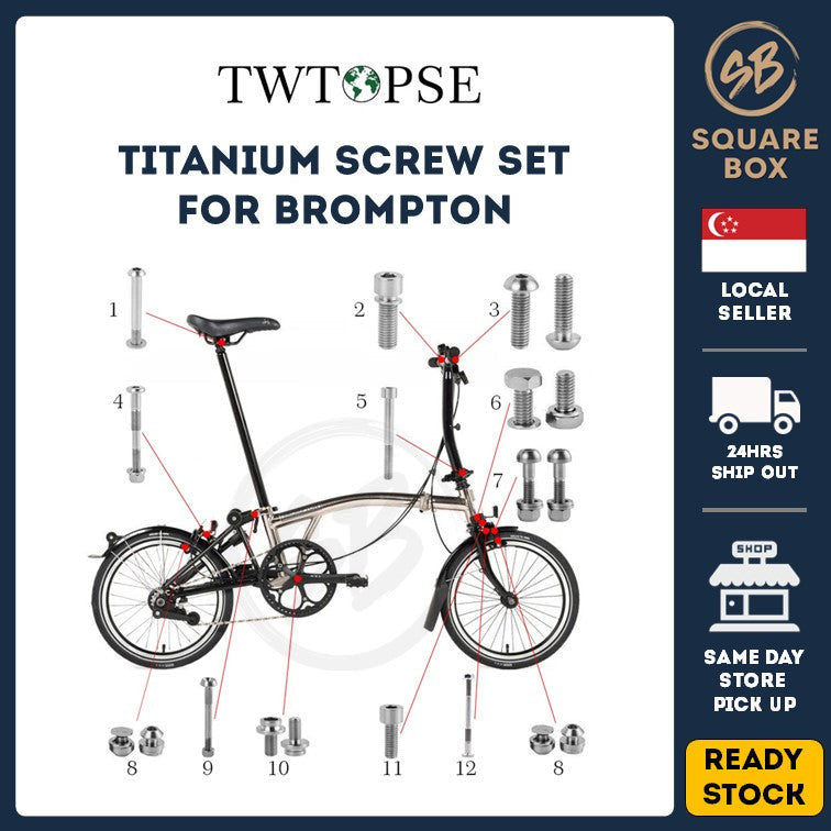 TWTOPSE Bicycle Titanium Bolts Screw Set For 2015 2016 2017 2018 2019 2020 2021 Brompton Folding Bike Part
