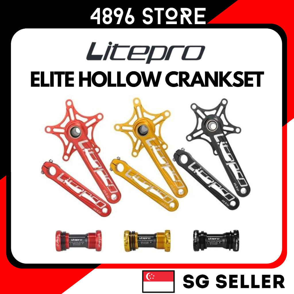 Litepro Folding Bicycle Elite Hollow Integrated Crank Crankset 130BCD Single Chainring Aluminum Alloy Chainwheel Ceramic