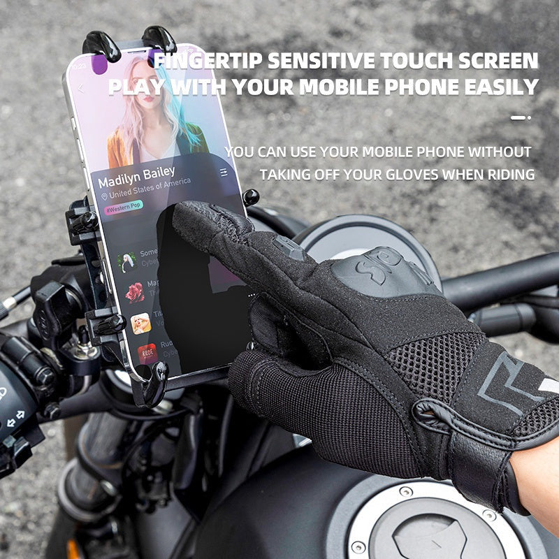 Rockbros Motorcycle Gloves Full-finger Riding Breathable Anti-fall Bicycle Locomotive Shock Absorption Gloves Men Women