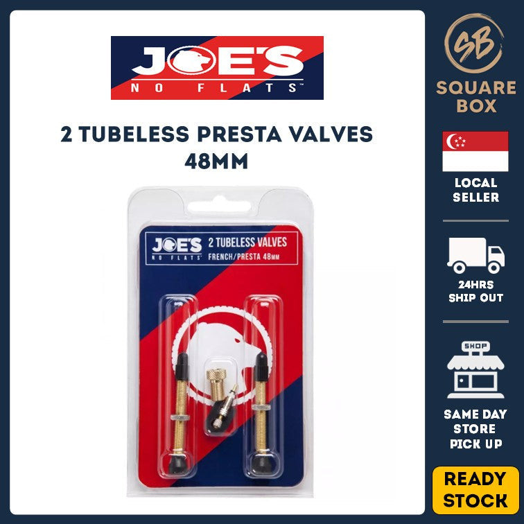 [1 Pair] JOE'S NO FLATS -  2 Tubeless French/Presta valves 48mm for MTB Road Bike Bicycle Tubeless Tires
