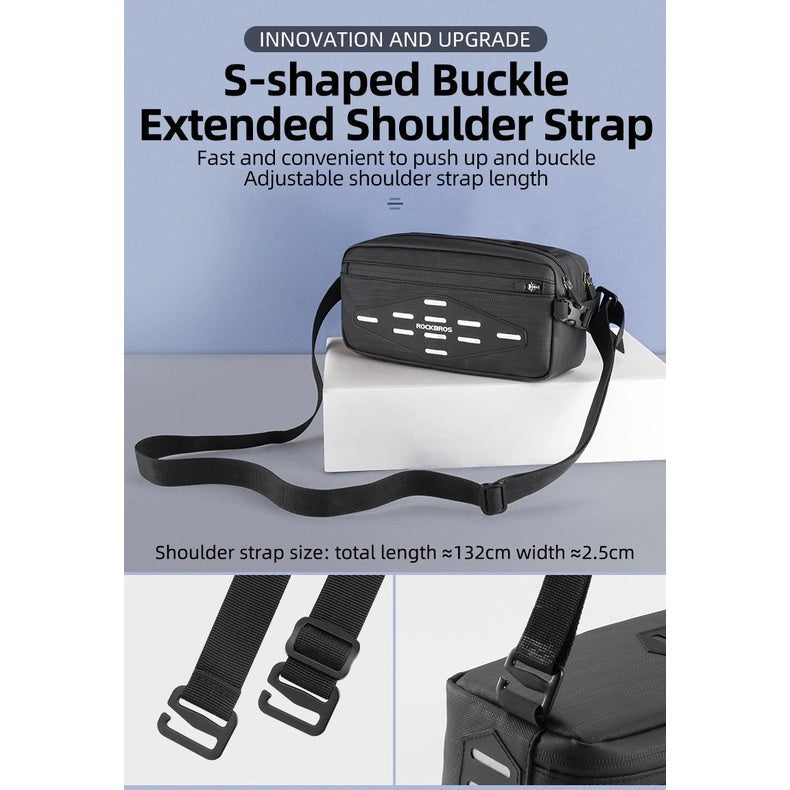 ROCKBROS Bicycle Front Basket Handlebar Bag Frame Pannier Cycling Bag Portable Shoulder Bag Scooter Package Outdoor B81