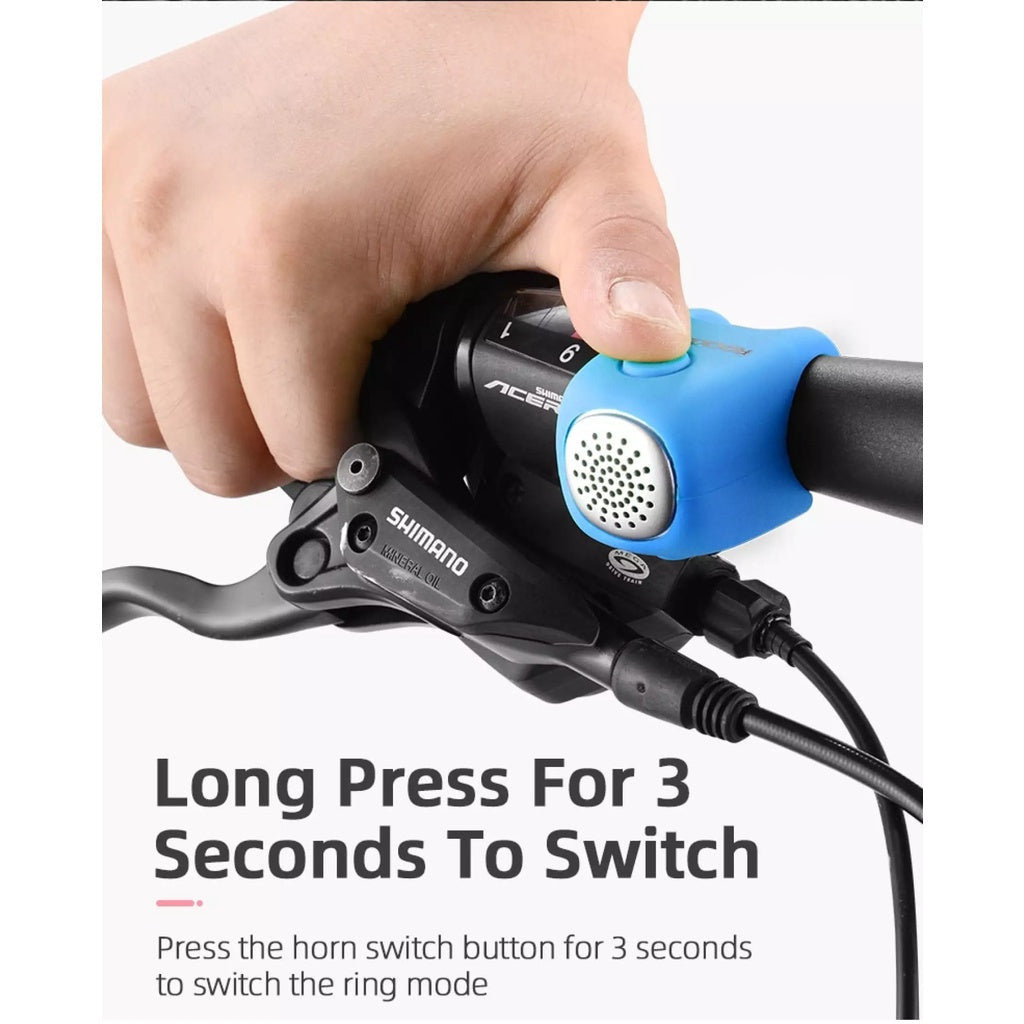 ROCKBROS Electric Cycling Bike Bells Horn Three Voice Rainproof MTB Bicycle Handlebar Bell