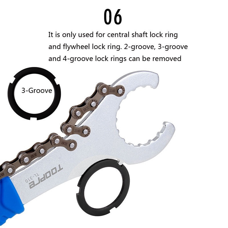 TOOPRE 3 In 1 Bicycle Cassette Freewheel Bottom Bracket Lock Ring Wrench Removal Repair Tool Cycling Installation Wrench