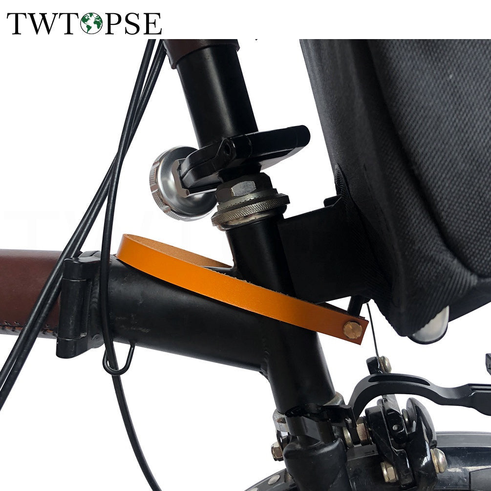 Handmade Italian Cowhide Leather Bike Frame Stem Protector Cover Compatible With trifold Folding Bicycle