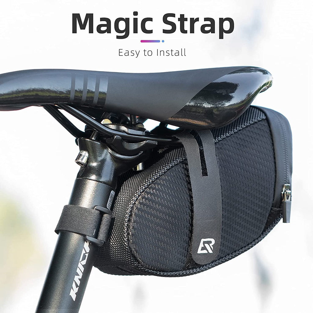 ROCKBROS Bike Saddle Bag, Bike Bag Under Seat, Strap-on Cycling Wedge Pack, Bike Seat Storage Bag for Mountain Road Bike