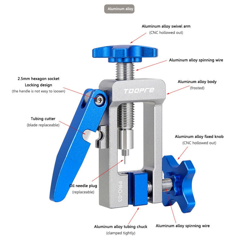 TOOPRE Bicycle Aluminum Needle Tool Driver Hydraulic Disc Brake Hose Cutter Connector Insert Install Multi-function Bike