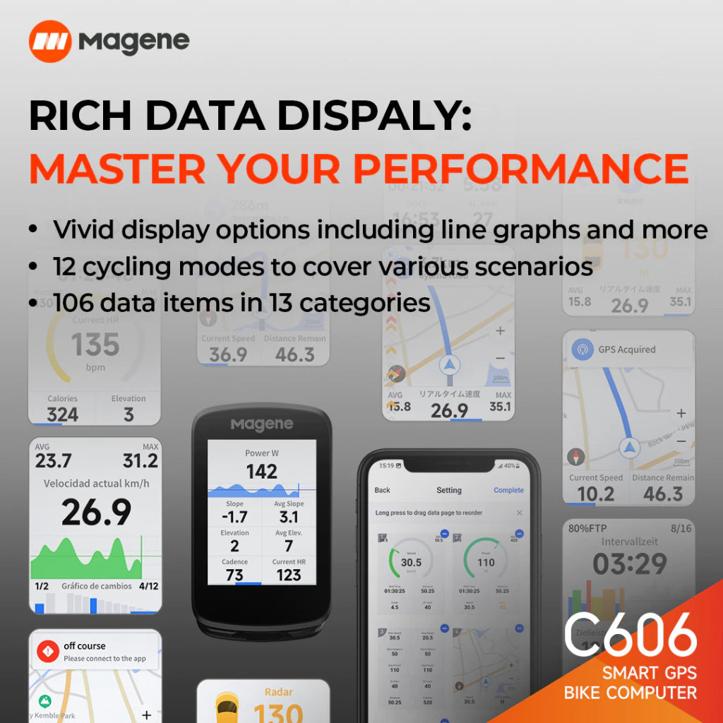 Magene C606 GPS Bike Computer Touchscreen Navigation Visualized ClimbPro Control New Dashboard