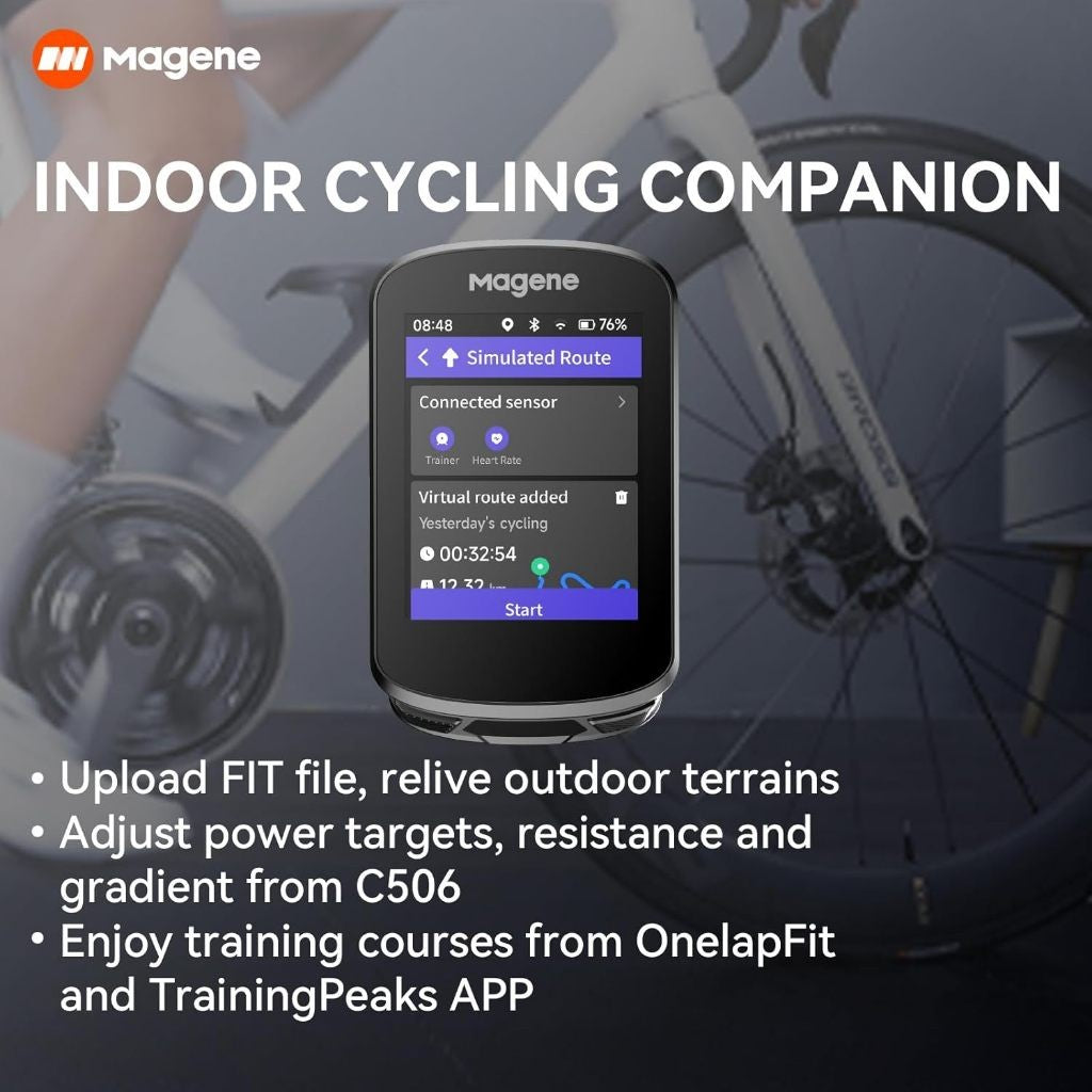 Magene C506 Smart GPS Bike Computer Touchscreen Speedometer WiFi/Bluetooth Customizable Data Display