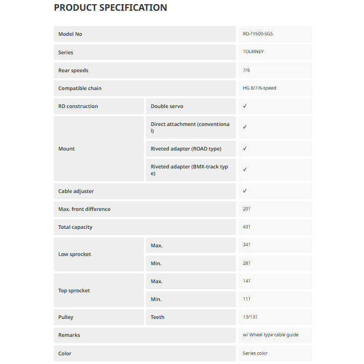 Shimano Tourney RD-TY500 Rear Derailleur