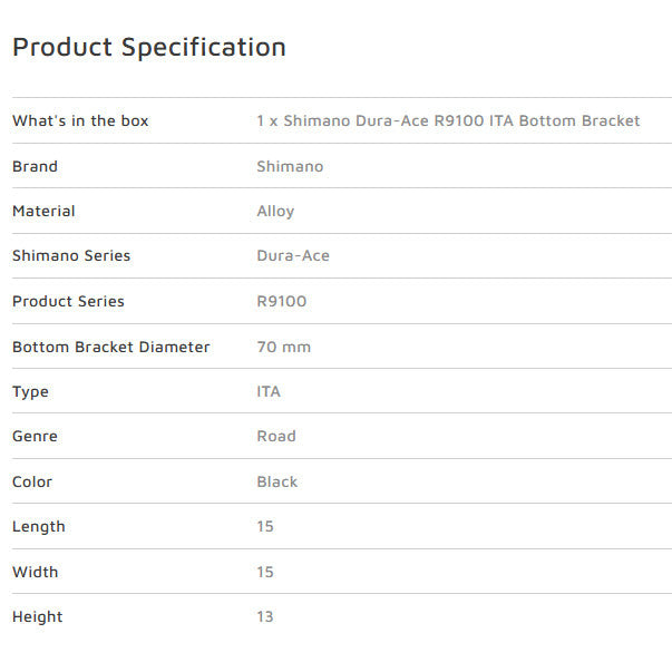Shimano Dura-Ace BB-R9100 ITA Bottom Bracket