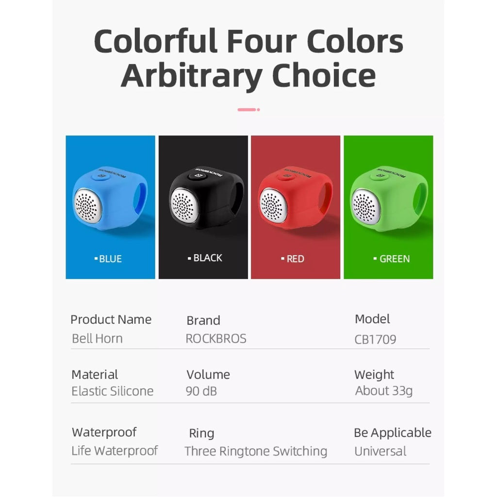 ROCKBROS Electric Cycling Bike Bells Horn Three Voice Rainproof MTB Bicycle Handlebar Bell