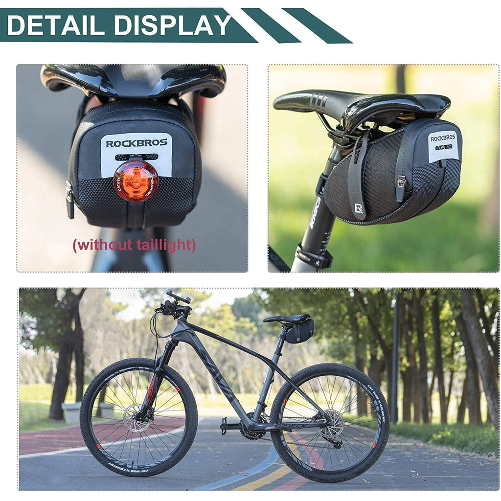 ROCKBROS Bike Saddle Bag, Bike Bag Under Seat, Strap-on Cycling Wedge Pack, Bike Seat Storage Bag for Mountain Road Bike