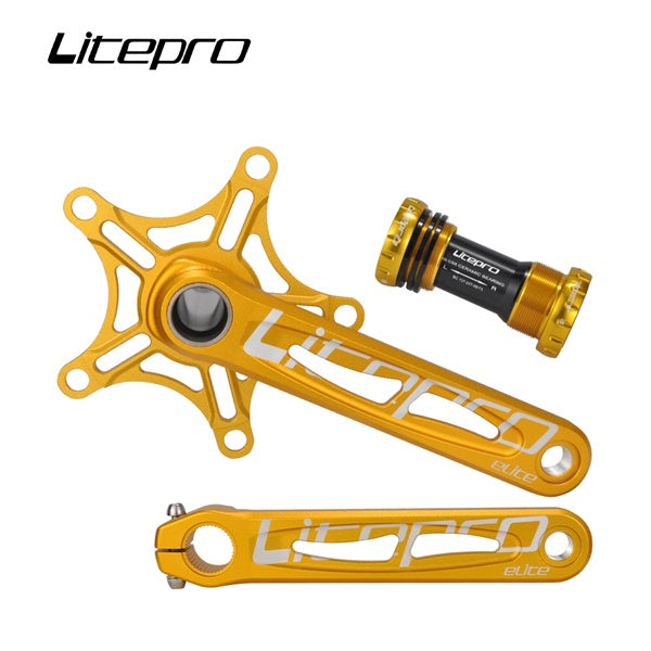 Litepro Folding Bicycle Elite Hollow Integrated Crank Crankset 130BCD Single Chainring Aluminum Alloy Chainwheel Ceramic