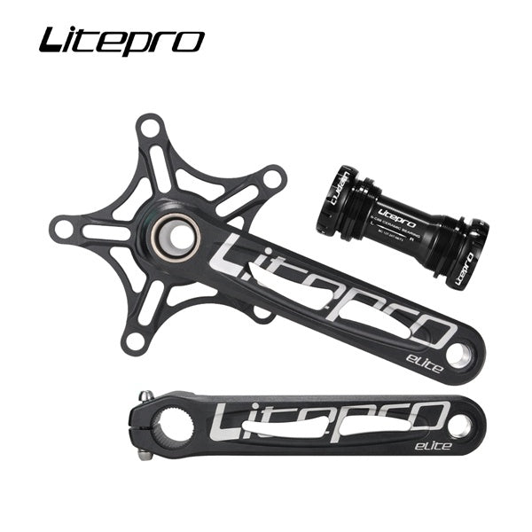 Litepro Folding Bicycle Elite Hollow Integrated Crank Crankset 130BCD Single Chainring Aluminum Alloy Chainwheel Ceramic